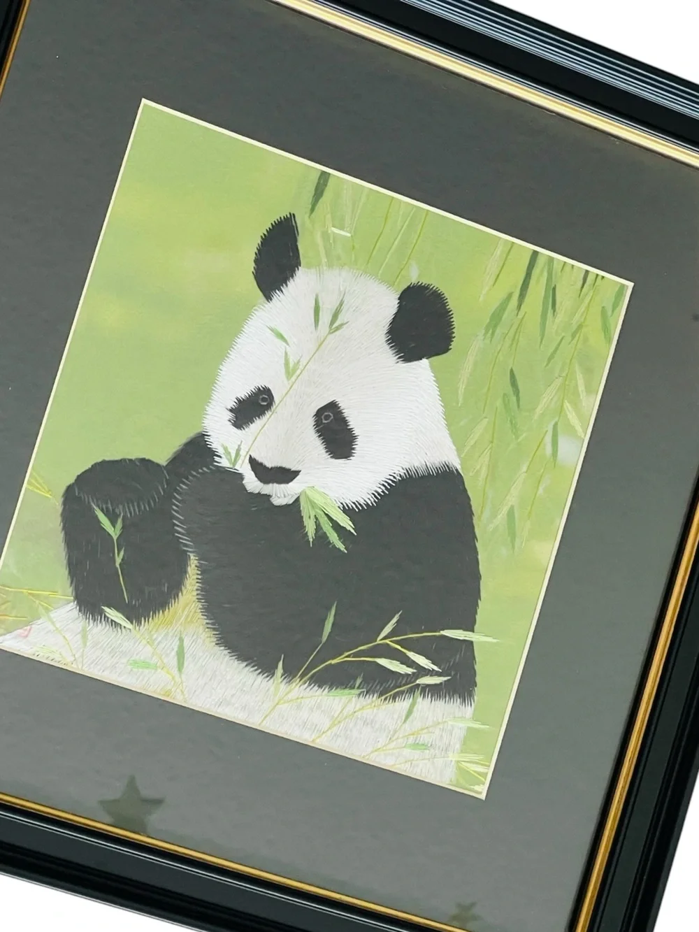 King Silk Art Susho Suzhou 100% Handmadde Panda Embroidery Framed Art